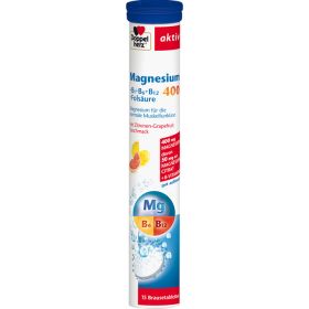 DOPPELHERZ Magnesium 400+B-Vit.+Fols.Brausetabl. 15 St – PZN 1886276 из немецкой аптеки